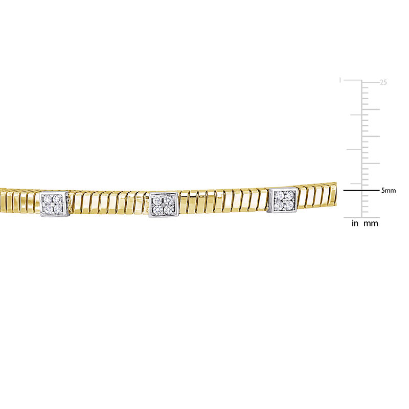 Cubic Zirconia Station Bangle in Two Tone Sterling Silver image number null